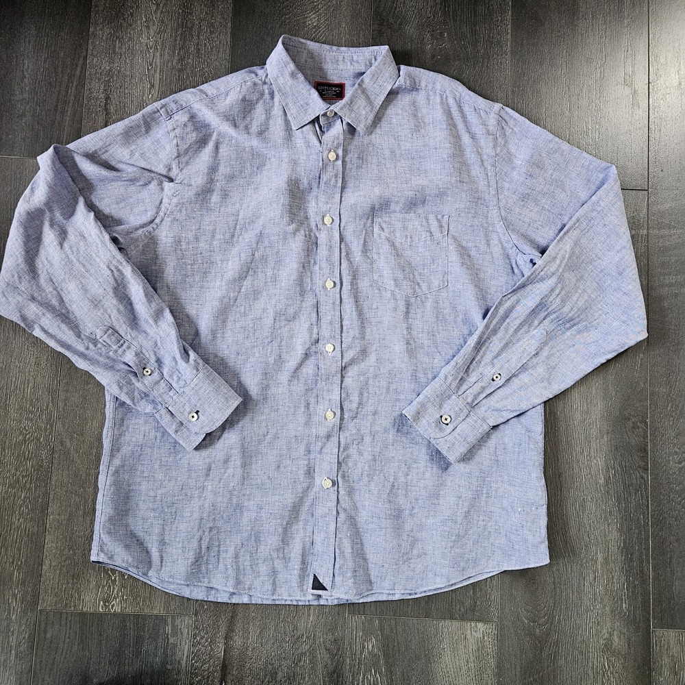 Untuckit 100% Linen Shirt Mens XL Blue Long Sleeve Lightweight Wrinkle Resistant